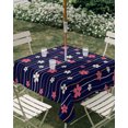 thumbnail image 2 of Square Outdoor Tablecloth with Umbrella Hole Navy Blue Cherry Blossom Table Cloth Waterproof Patio Table Cover Farmhouse Romantic Petals Floral Zipper Tablecloths for Picnic Camping 54x54 Inch, 2 of 8