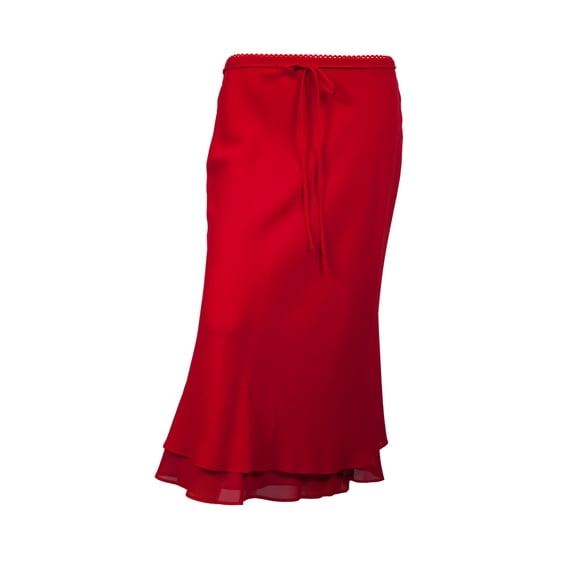 Red Layered Plus size long skirt