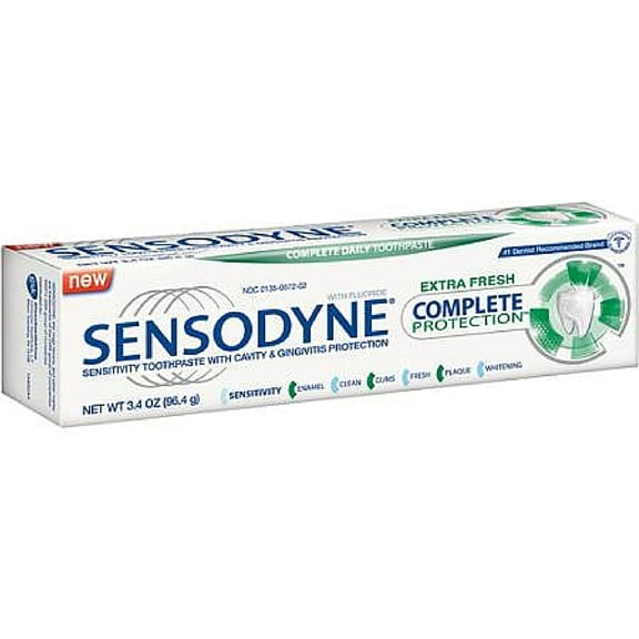 Sensodyne Complete Protection Sensitivity Toothpaste, Extra Fresh 3.40 oz (Pack of 3)