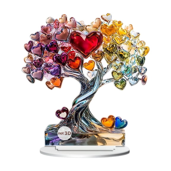 YingYouFu Colorful Heart Tree 2D Desktop Ornament Assembly DIY Home Decor for Bedroom Study Tabletop Valentine's Day Party Prop Decoration