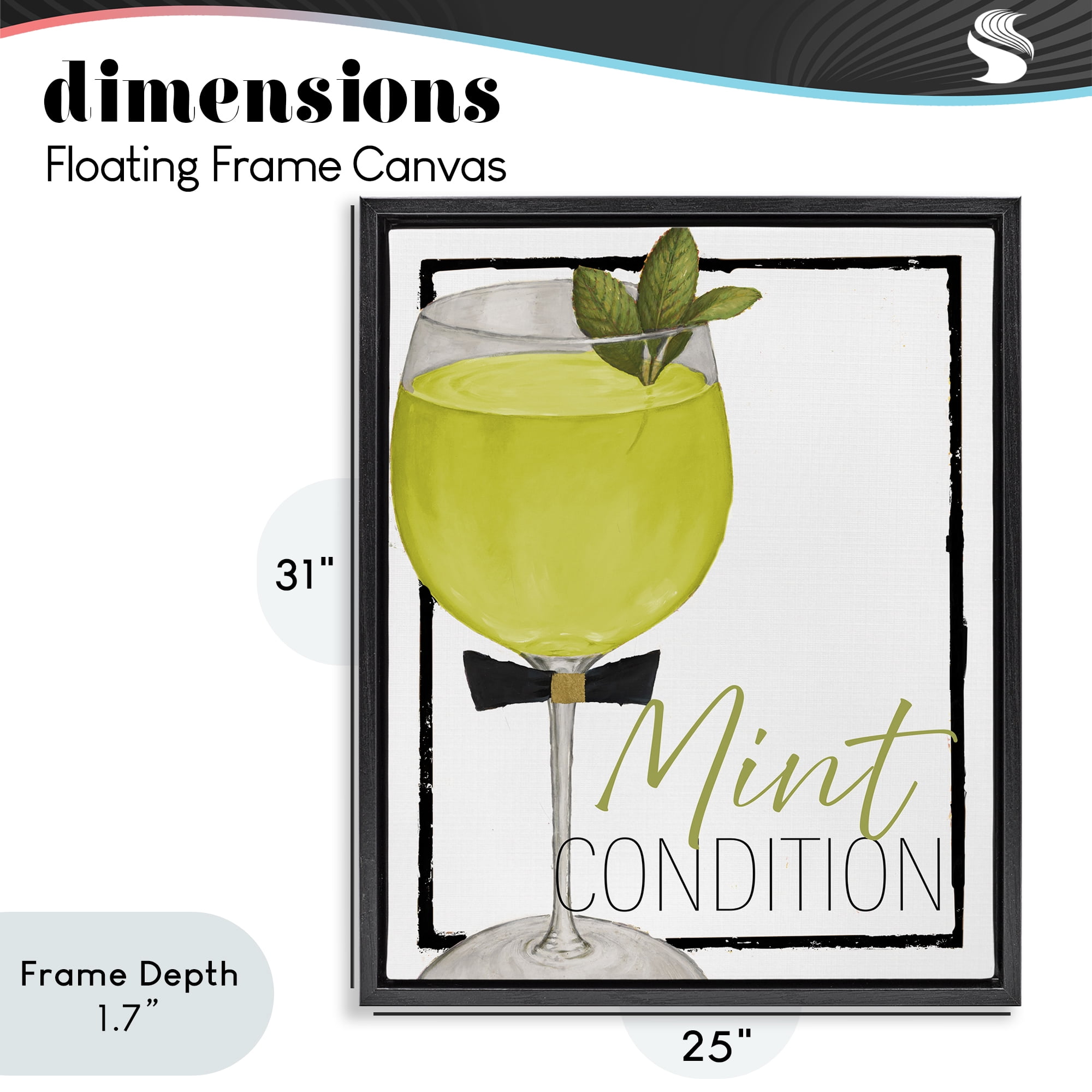 Stupell Industries Mint Condition Cocktail Black Framed Floater Canvas Wall Art, design by Lorenzo Collective