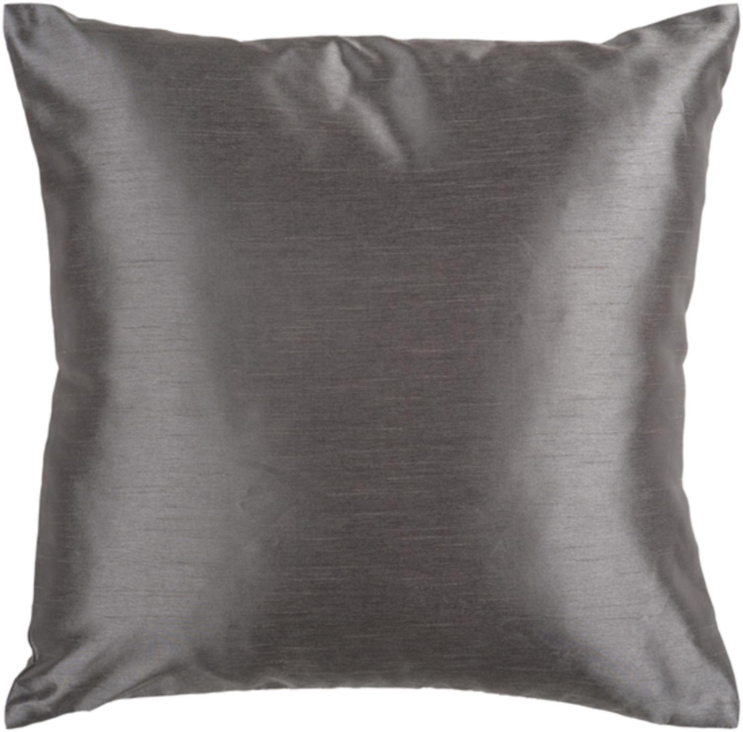 22" Shiny Solid Charcoal Gray Decorative Throw Pillow