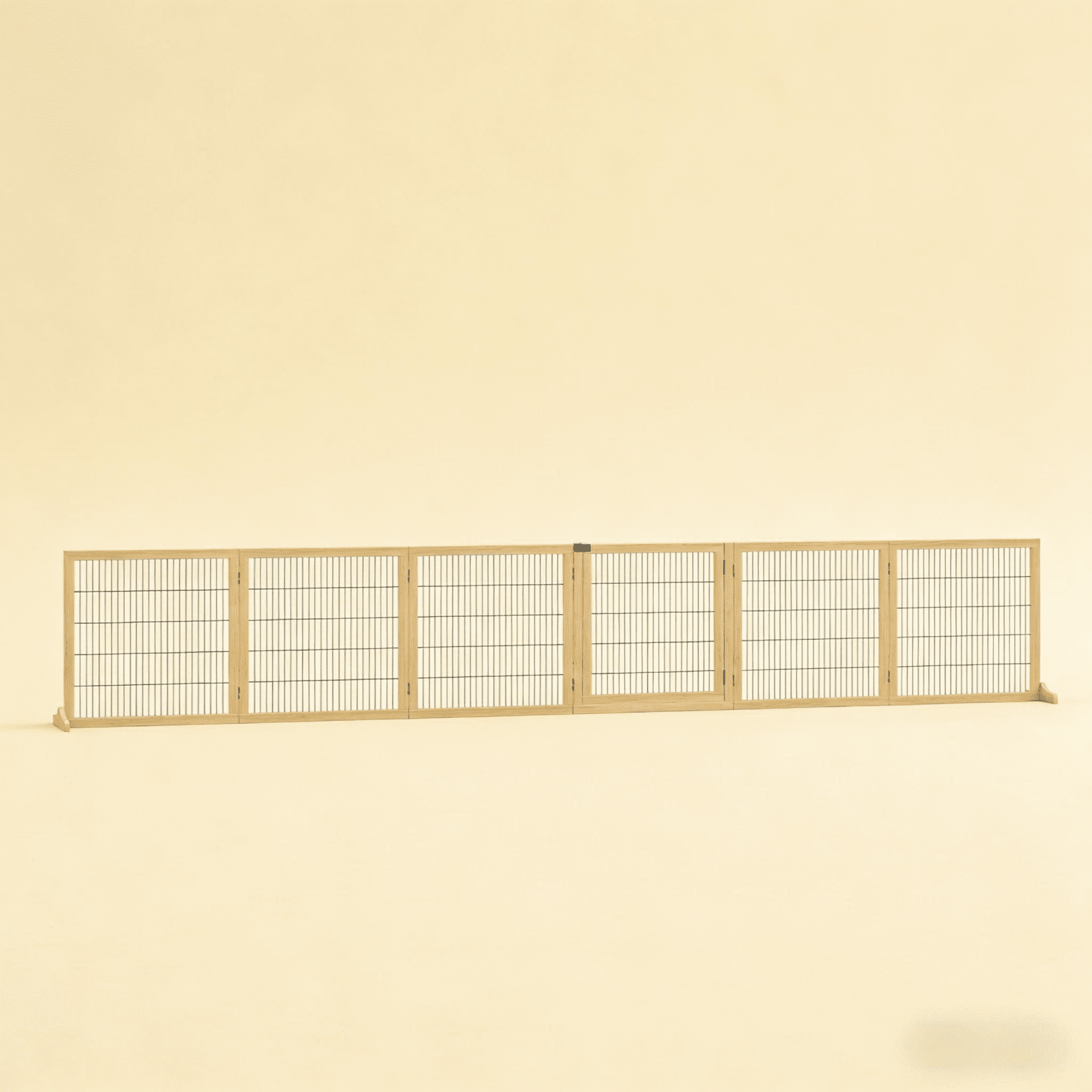 6-Panel Folding Dog Wooden Pet Gate