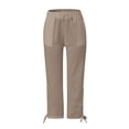 thumbnail image 3 of yunLCZ Women's Straight Leg Pants High Wa Women Suitable High Waist Pants Drawstring Capri Pants With Pockets Wide Leg Cropped Pants For Women, 3 of 4