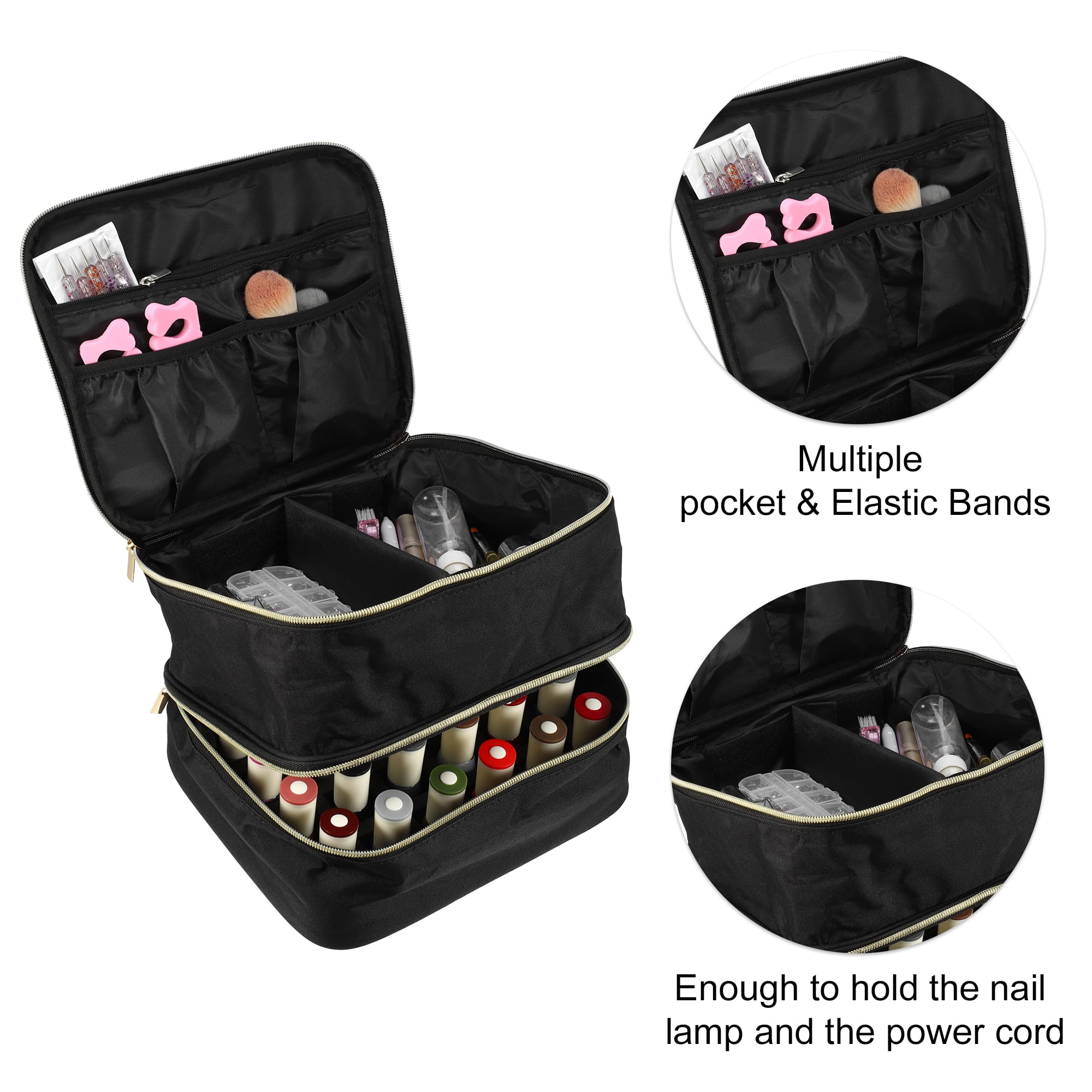 Unique Bargains Floral Makeup Bag Zipper Flower Cosmetic Pouch Black