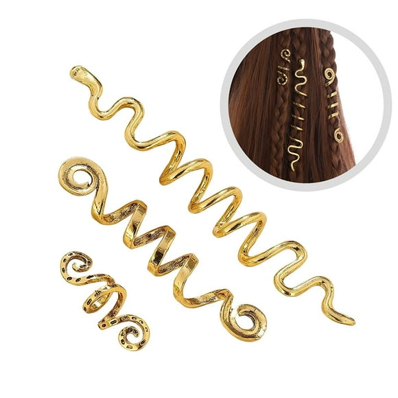 Hair Accessories for Braids 3 Pack, Accessories Jewelry for Hair Braid Accessories,Hair Beads for Braids Viking Jewelry for Women Hair Bead Clips Hair Beads, Golden