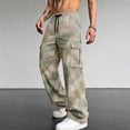 thumbnail image 2 of Men's Cargo Pants with Pockets Drawstring Long Trousers Relaxed Fit Stretch Work Pants, 2 of 5