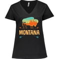 thumbnail image 3 of Inktastic Montana Gift Buffalo Silhouette Women's Plus Size V-Neck T-Shirt, 3 of 5