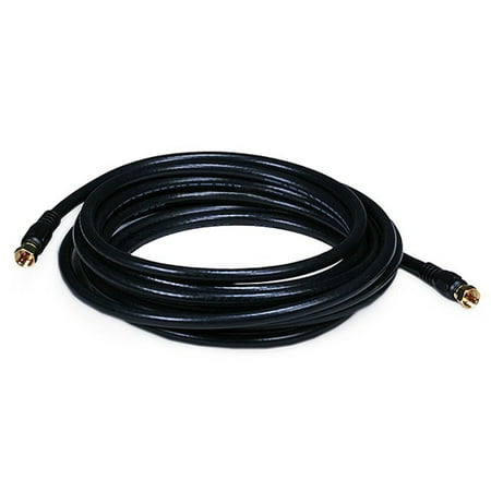 - Monoprice 15ft RG6 (18AWG) 75Ohm, Quad Shield, CL2 Coaxial Cable with F Type Connector - Black