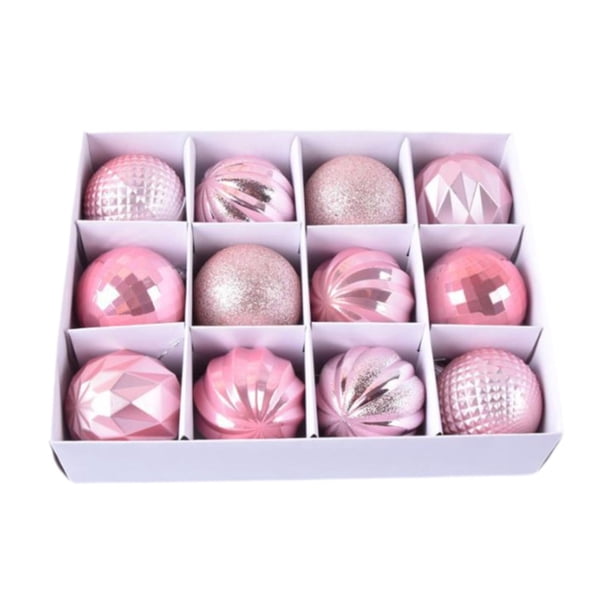 Adornos de bolas de Navidad Strade Fareast Limited 12 piezas irrompibles rosa