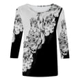 thumbnail image 4 of Pompotops T-shirt de Mode pour Femme Mi-Long Manches 3/4 Blouse Col Rond Hauts Décontractés Liquidation, 4 of 5