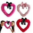 thumbnail image 2 of yocbz Bright Light Pink Feather Heart Wreath - Handmade Valentine's Day Wreath - Lightweight Fuzzy Indoor Home Wall Decoration and Front Door Decor, 2 of 6