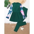 thumbnail image 2 of inhzoy Kids Girls Rash Guard Swimsuit Long Sleeve Swim Dress and Leggings Swimwear UPF 50+ Green 13-14, 2 of 5