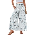 thumbnail image 2 of Womens Cropped Palazzo Pants Ruffle Wide Leg Flowy with Ties Casual Loose Beach Pants Light Blue XL, 2 of 5