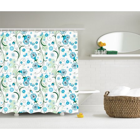 Spring Summer Butterflies Daisies Hearts Pattern Art Print Fabric