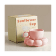 thumbnail image 2 of Flower Coffee Cup & Saucer Set Cute Mug Ceramic with Sunflower Latte Cups 6.7Oz Pink, 2 of 9