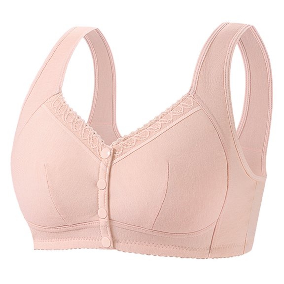 ylioge 2025 S-4X Plus Size Bras for Women Front Closure Wireless Bralettes Push Up Solid Breathable Full-Coverage Underwear Bra
