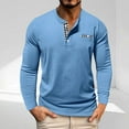 thumbnail image 2 of UVEASISHA Men Henley Long Sleeve Shirt Casual Cotton Tshirt with Pockets Loose Fit Sport Tee Shirt Sky Blue S, 2 of 8
