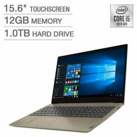 Lenovo IdeaPad 3 15.6" HD Touchscreen Laptop, 10th Gen Intel Core i5-1035G1, 12GB RAM,1TB Hard Drive, Windows 10 - Almond - 81WR000DUS