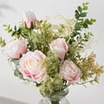 thumbnail image 4 of Fake Flowers with Vase, Artificial Flowers Silk Roses Flower Bouquet in Vase, Faux Flower Arrangements,Farmhouse Table Decor,Table Decorations for Living Room,Coffee Table Decor(Pink), 4 of 6