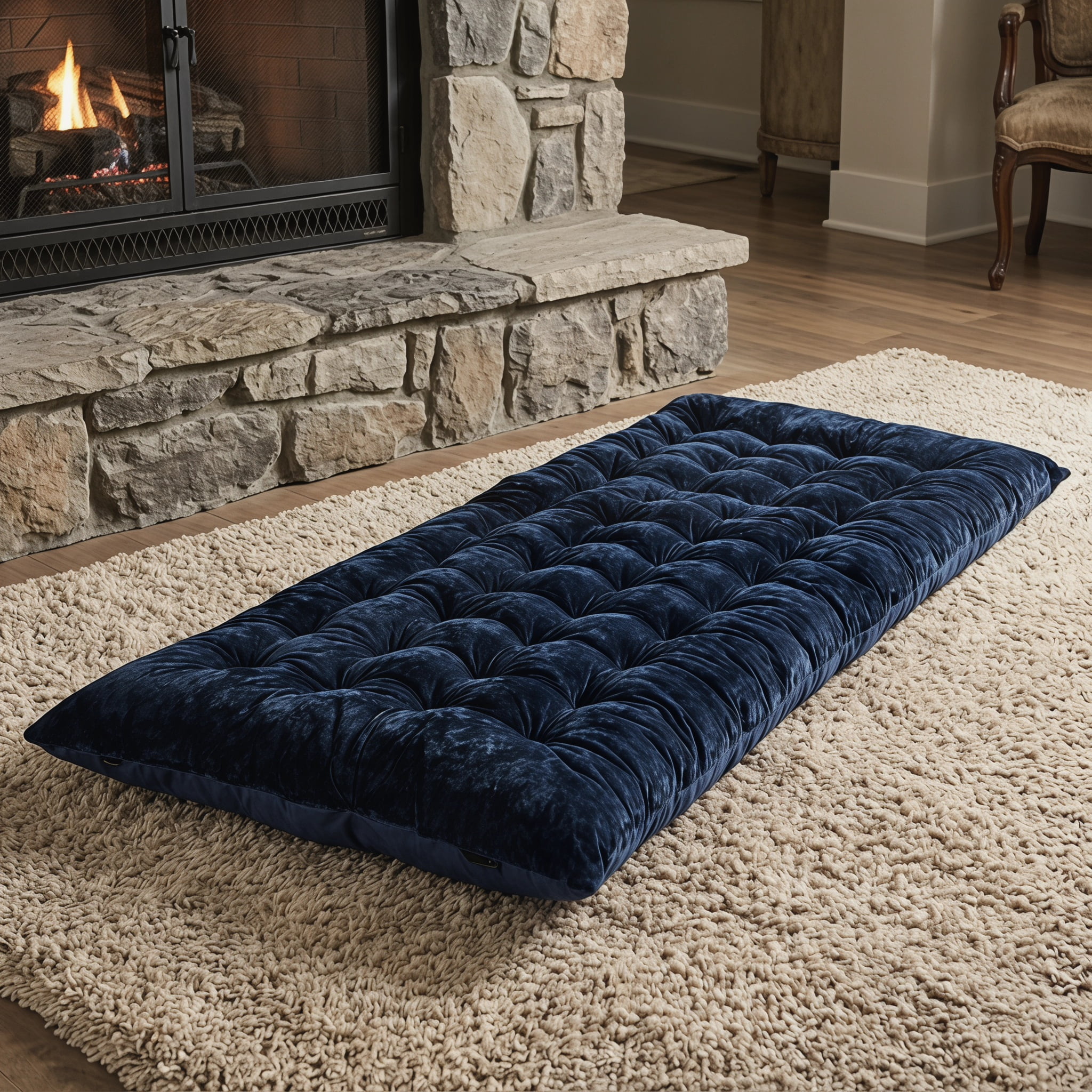 Kadyn Camping Cot Pads, Folding Portable Bed Cushions, 75 x 27.5 Inch Camping Cot Pads with Soft and Breathable Crystal Velvet-Navy