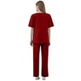 thumbnail image 5 of HAJWOH Womens Scrubs Sets Stretchy Nursing Uniform Short Sleeve V-Neck Scrub & Jogger Pant Solid Color Medical Scrub Sets with Multi Pocket Wine M, 5 of 6