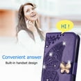 thumbnail image 5 of Feishell for Google Pixel 9 Pro XL Wallet Case for Women Girls,Bling Diamond Butterfly Embossed PU Leather Magnetic Clasp Flip Kickstand ID Credit Card Slots Phone Case with Wrist Strap,Purple, 5 of 6