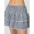 thumbnail image 3 of Michellecmm Womens Plaid Mini Skirt Elastic Waist A-line Layered Ruffle Skirt Casual Streetwear, 3 of 5