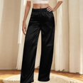 thumbnail image 5 of BLOCLOALO Baggy Pants Flowy Pants Women's Satin Pajama Pants Wide Leg Sweatpants Elastic Waist Summer Casual Sports Trousers with Pockets Loose Pants Palazzo Pants Elastic Waist Pants Black L, 5 of 9