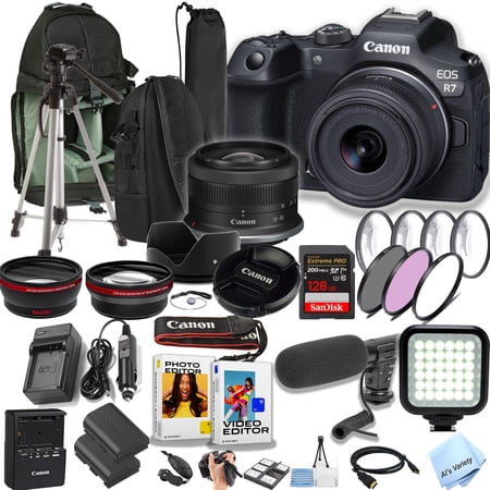 Canon EOS R7 Dual Pixel CMOS AF II Mirrorless Camera with 18-45mm Lens and More
