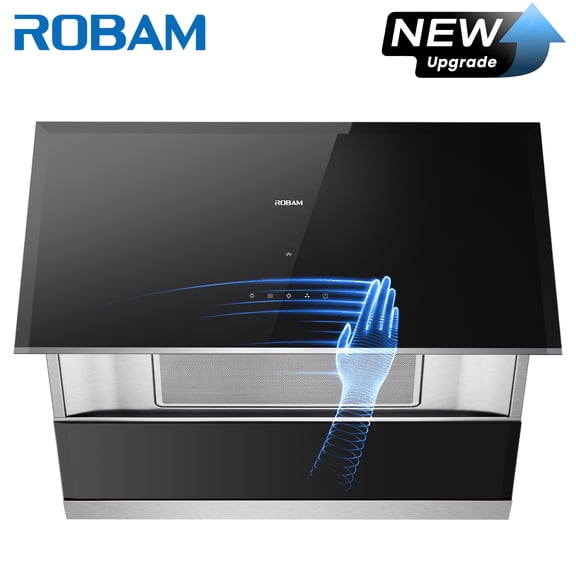 ROBAM 30" Range Hood, 1050 CFM Powerful Suction Kitchen Vent, Side-Draft Vent Hood, Gesture & Touch Control, Wall Mount or Under Cabinet Ducted Hood, Dishwasher Safe Baffle Filter, LED Lights