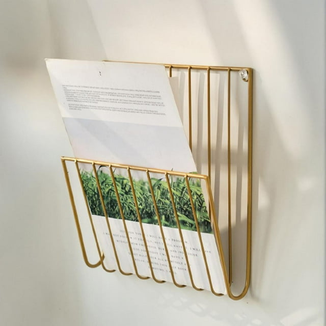 Feltree Wall Mounted Iron Book and Newspaper Rack Storage Organizer for Home Bedroom Study