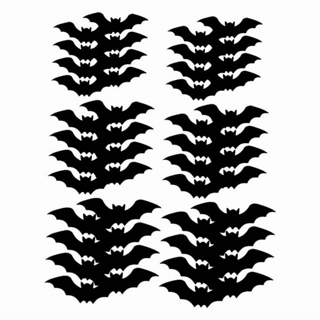 Pegatinas de pared de murciélago de Halloween, creativas, de terror, modernas y divertidas, iluminadas para oficina, interior, comedor, vacaciones. 48 piezas