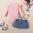thumbnail image 7 of WIBACKER 0-18M Baby Girls Ruffle Long Sleeve Romper Butterfly Ripped Denim Skirts Casual Outfit Clothes, 7 of 7