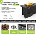 thumbnail image 5 of Evita 43" Propane Fire Pit Table, 50,000 BTU Auto Ignition Gas Fire Pit with Removable Lid & Waterproof Cover for Patio, Backyard, Black, 5 of 10