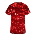 thumbnail image 3 of TIMIFIS Hauts de Sarrau de la Saint-Valentin pour Femmes Imprimés Uniforme de Travail à Manches Courtes Col en V Blouse T-shirt de Tenue de Travail avec Poches-Rouge - Printemps, 3 of 3