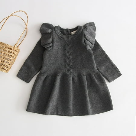 

Tejiojio Girls and Toddlers Soft Cotton Clearance Autumn And Winter Knitting Skirt Baby Warm Dress Knitting Princess Sweater