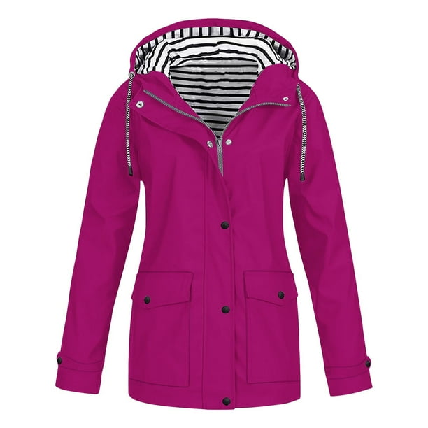 Chaquetas y abrigos casuales con capucha de manga larga para mujer, chaquetas casuales lisas para exteriores, abrigo impermeable con capucha y cremallera de talla grande, abrigo a prueba de viento con