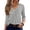 Gray, variant on Women's Leopard Print V Neck 3/4 Sleeve Tops, Casual Pleated Front Blouse, Loose Fit Basic Shirts for Everyday Wear Gray S