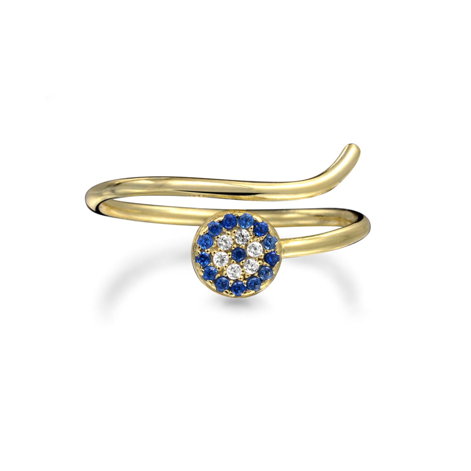 Minimal Evil Eye Ring 925 Sterling Silver 14K Rose Gold Plated Adjustable