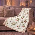 thumbnail image 6 of Vintage Watercolor Cherry Blossom Fruit, Peaceful Botanical Garden Scene, Warm Flannel Blanket for Sunroom and Reading Nook, Garden Lovers Valentine's Day Gift, Botanical Home Decor, 6 of 9