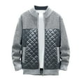 thumbnail image 2 of WREESH Fashion Zip-Up Sweater Jacket Men's Thickened Cardigan Sweater Jacket Stand Collar Colorblock Knitted Coat Long Sleeve Hoodless Casual Coat/Jacket Sweater Gray, 2 of 5