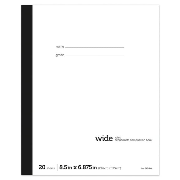 Office Depot Schoolmate Composition Book, 6 7/8in. x 8 1/2in., Wide Ruled, 20 Sheets, 4170723