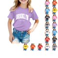 thumbnail image 1 of SUXIAN T-Shirts pour Enfants Mode Décontractée Imprimé Col Rond Ample Manches Courtes T-Shirt Haut Col Rond T-Shirt pour Enfants Violet_003 4-5 Ans, 1 of 4