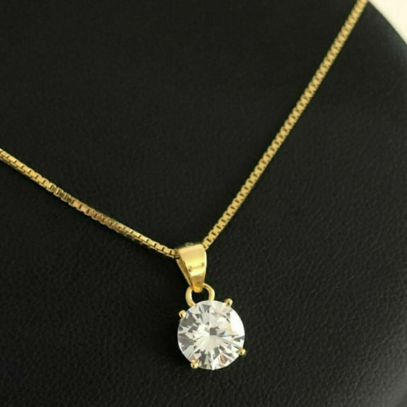 14k Yellow Gold Finish Free 18" Chain 1.20Ct Round Cut Diamond Solitaire Pendant