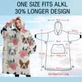 thumbnail image 4 of Oversized Wearable Blanket Hoodie,Boston Terrier Dog and Flower Florals Sherpa Blanket Hoodie with Super Pockets,Super Warm Fuzzy Pullover for Women & Men, 4 of 6