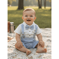 thumbnail image 6 of Miaouyo Infant Baby Boys Summer Clothing Set 0 3 6 9 12 18 Months Short Sleeve Bow Tie Romper with Plaid Suspender Shorts Summer Outfit, 6 of 9