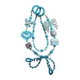thumbnail image 1 of Llavero con cuentas, pulsera, abalorios para teléfono, decoración de corazón y lazo, llavero para coche, llavero para niños, regalo de recuerdo de Azul, 1 of 9