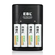 EBL Rechargeable AA Batteries (4 Pack), 2300mAh Double A Batteries with Battery Charger
