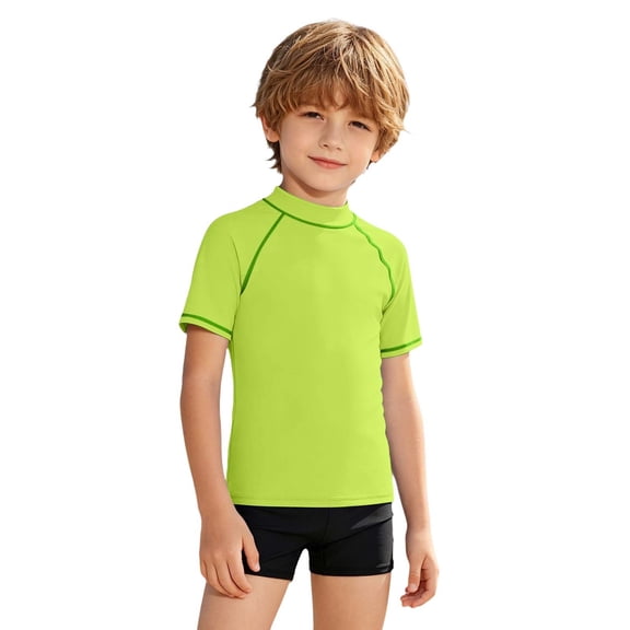 Boy's UPF 50 Rash Guard Swim Shirts Short Sleeve Sun Protection SPF Fishing Surfing Water Beach Shirts Quick Dry